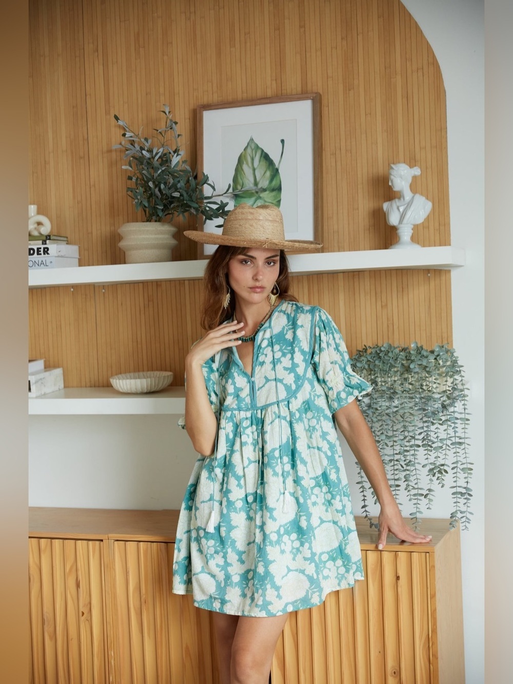 NWT The Fox and the Mermaid-Nanda Mini Dress - Block Printed Cotton size Large